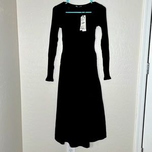 ZARA long sleeve full length, black dress size small NWT